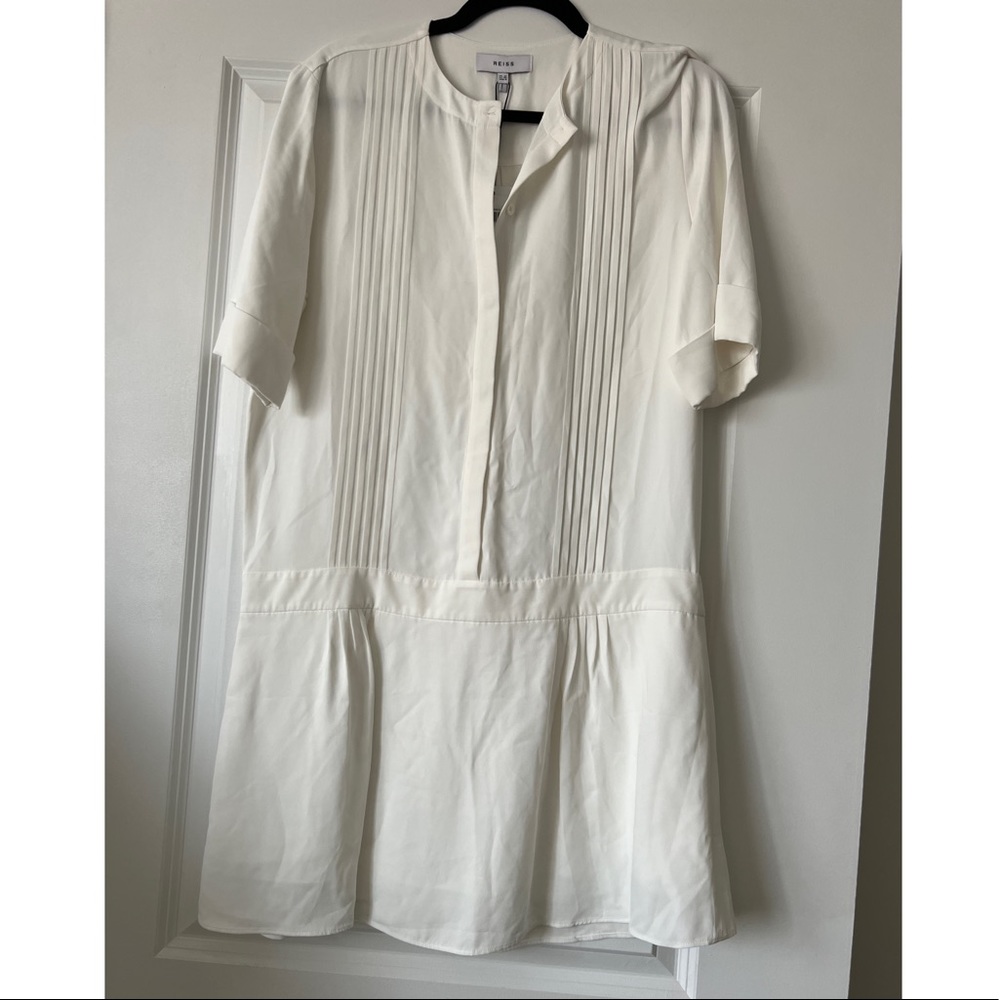 Reiss White Pleated Dress NWT